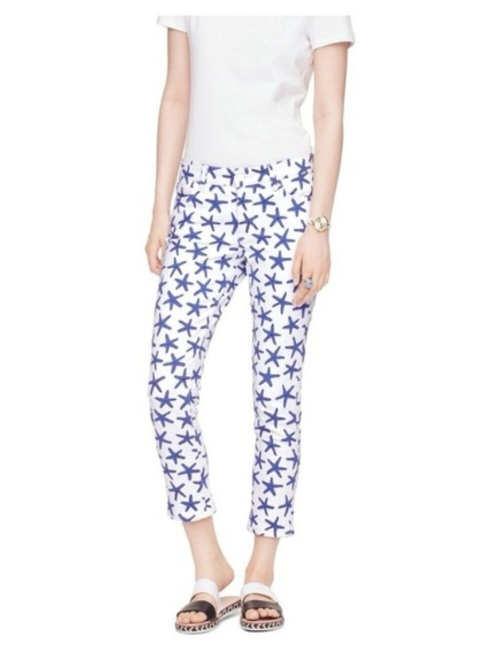 Kate Spade Broome Street Starfish Denim Capri, Cruise Wear Size 23 Beach Ready